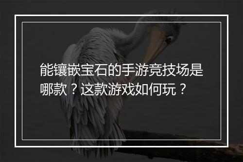 能镶嵌宝石的手游竞技场是哪款？这款游戏如何玩？