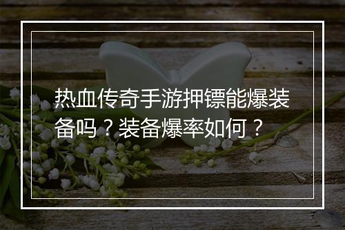 热血传奇手游押镖能爆装备吗？装备爆率如何？