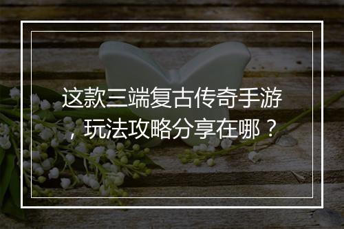 这款三端复古传奇手游，玩法攻略分享在哪？