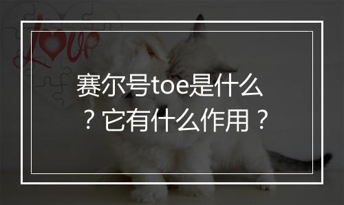 赛尔号toe是什么？它有什么作用？