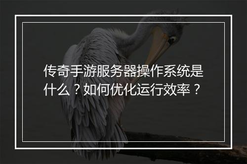 传奇手游服务器操作系统是什么？如何优化运行效率？