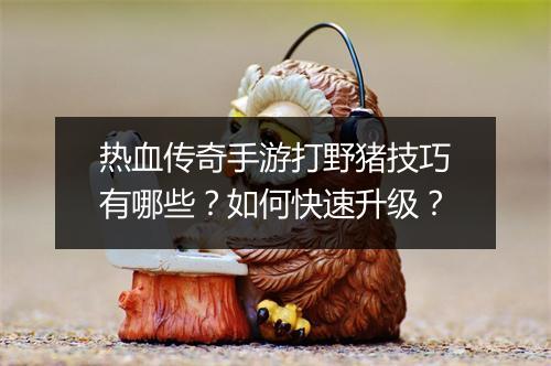 热血传奇手游打野猪技巧有哪些？如何快速升级？