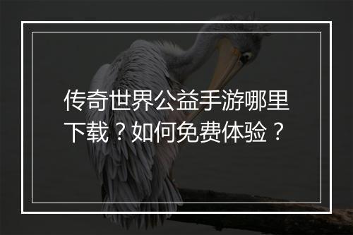 传奇世界公益手游哪里下载？如何免费体验？