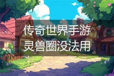 传奇世界手游灵兽圈没法用