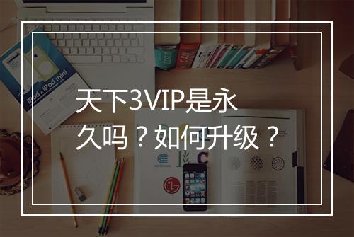 天下3VIP是永久吗？如何升级？