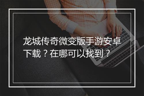 龙城传奇微变版手游安卓下载？在哪可以找到？