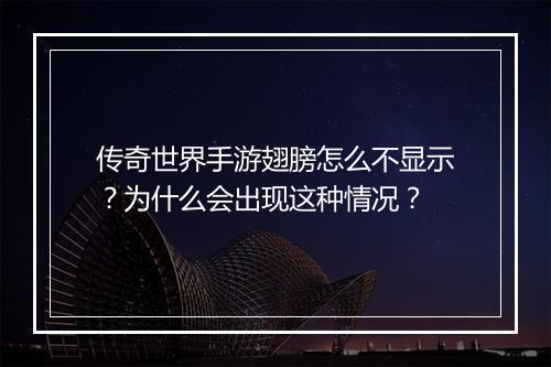 传奇世界手游翅膀怎么不显示？为什么会出现这种情况？