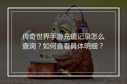 传奇世界手游充值记录怎么查询？如何查看具体明细？