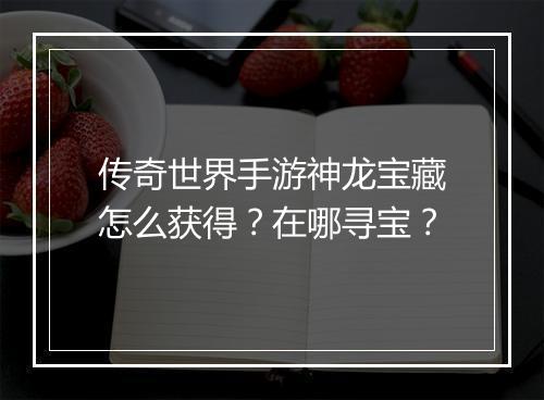 传奇世界手游神龙宝藏怎么获得？在哪寻宝？