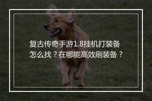 复古传奇手游1.8挂机打装备怎么找？在哪能高效刷装备？