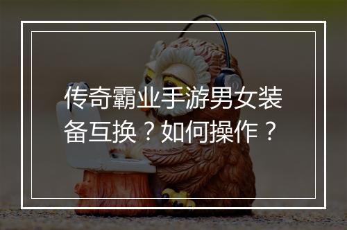传奇霸业手游男女装备互换？如何操作？