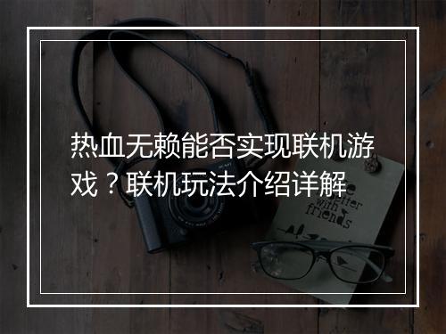 热血无赖能否实现联机游戏？联机玩法介绍详解