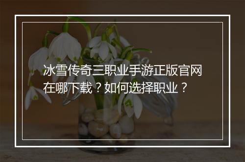 冰雪传奇三职业手游正版官网在哪下载？如何选择职业？