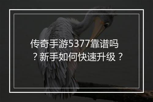 传奇手游5377靠谱吗？新手如何快速升级？