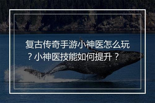 复古传奇手游小神医怎么玩？小神医技能如何提升？