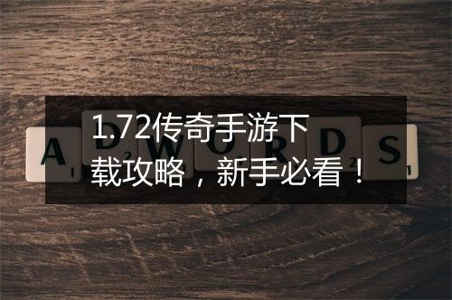 1.72传奇手游下载攻略，新手必看！