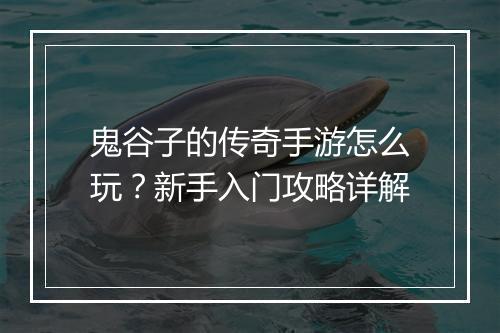 鬼谷子的传奇手游怎么玩？新手入门攻略详解