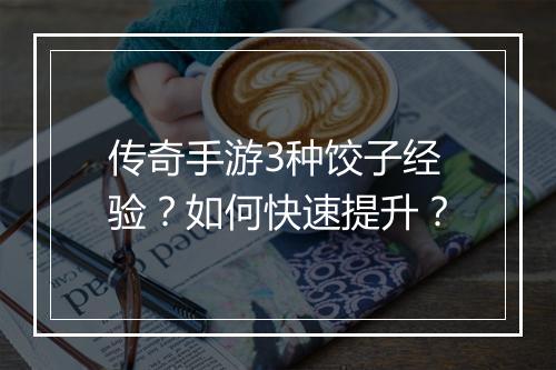 传奇手游3种饺子经验？如何快速提升？