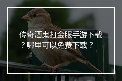 传奇酒鬼打金服手游下载？哪里可以免费下载？