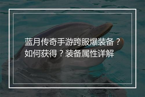 蓝月传奇手游跨服爆装备？如何获得？装备属性详解