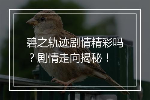 碧之轨迹剧情精彩吗？剧情走向揭秘！