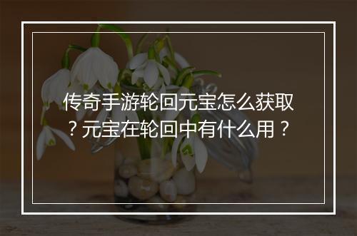 传奇手游轮回元宝怎么获取？元宝在轮回中有什么用？