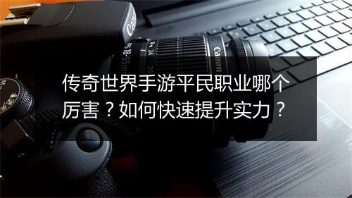 传奇世界手游平民职业哪个厉害？如何快速提升实力？
