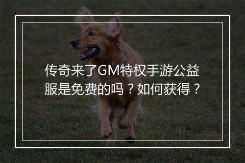 传奇来了GM特权手游公益服是免费的吗？如何获得？