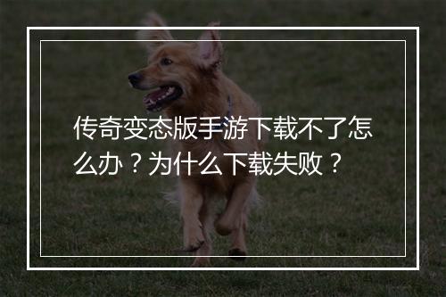 传奇变态版手游下载不了怎么办？为什么下载失败？