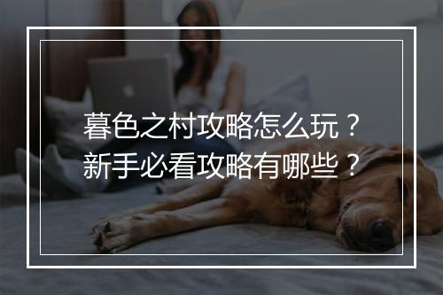 暮色之村攻略怎么玩？新手必看攻略有哪些？