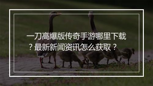 一刀高爆版传奇手游哪里下载？最新新闻资讯怎么获取？