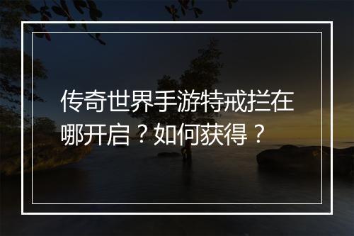 传奇世界手游特戒拦在哪开启？如何获得？