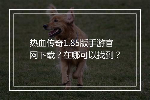 热血传奇1.85版手游官网下载？在哪可以找到？