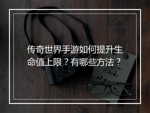 传奇世界手游如何提升生命值上限？有哪些方法？