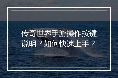 传奇世界手游操作按键说明？如何快速上手？