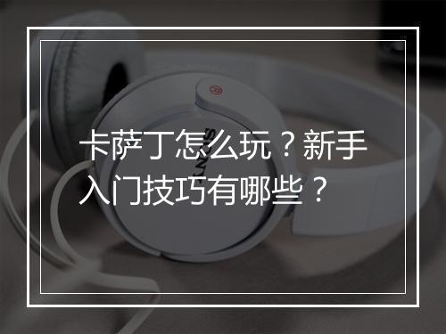 卡萨丁怎么玩？新手入门技巧有哪些？