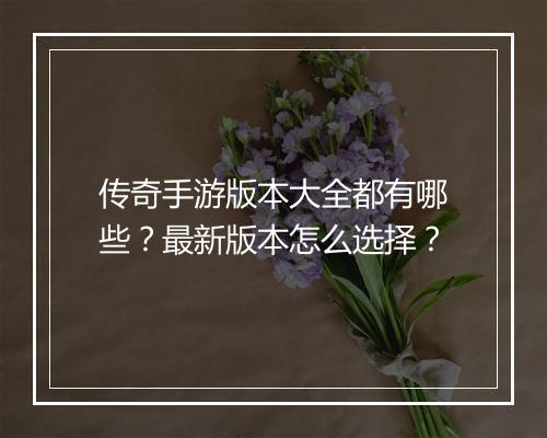 传奇手游版本大全都有哪些？最新版本怎么选择？