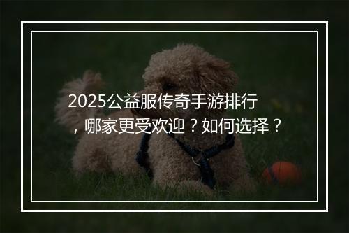2025公益服传奇手游排行，哪家更受欢迎？如何选择？