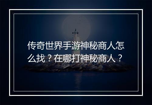 传奇世界手游神秘商人怎么找？在哪打神秘商人？