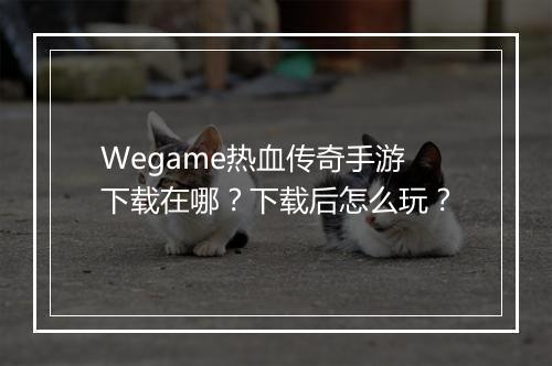 Wegame热血传奇手游下载在哪？下载后怎么玩？