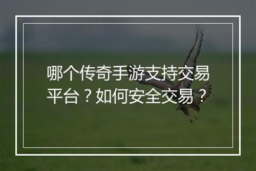 哪个传奇手游支持交易平台？如何安全交易？