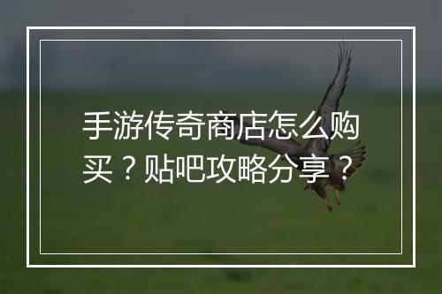 手游传奇商店怎么购买？贴吧攻略分享？
