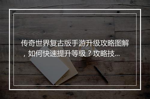 传奇世界复古版手游升级攻略图解，如何快速提升等级？攻略技巧揭秘！