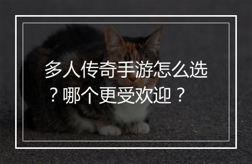 多人传奇手游怎么选？哪个更受欢迎？