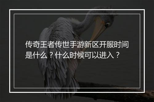 传奇王者传世手游新区开服时间是什么？什么时候可以进入？