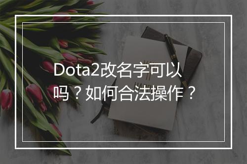 Dota2改名字可以吗？如何合法操作？
