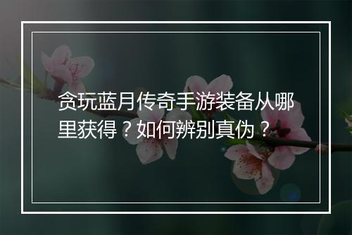 贪玩蓝月传奇手游装备从哪里获得？如何辨别真伪？