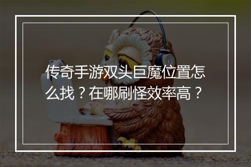 传奇手游双头巨魔位置怎么找？在哪刷怪效率高？