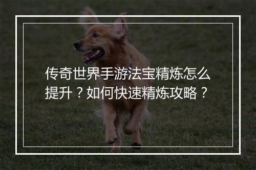 传奇世界手游法宝精炼怎么提升？如何快速精炼攻略？