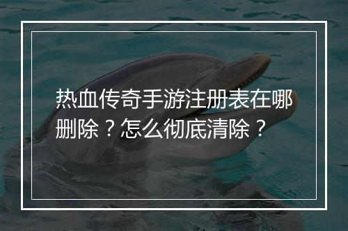 热血传奇手游注册表在哪删除？怎么彻底清除？